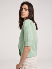 Cropped Cardigan with V Neckline
