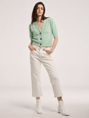 Cropped Cardigan with V Neckline