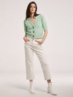 Cropped Cardigan with V Neckline