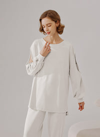 Cut Out Sleeve Sweatshirt