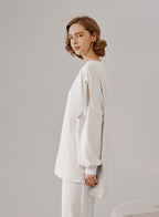 Cut Out Sleeve Sweatshirt
