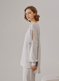 Cut Out Sleeve Sweatshirt