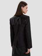 Double Breasted Hip Length Jacket - back- black