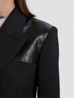 Double Breasted Hip Length Jacket- detail -black
