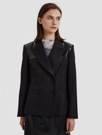 Double Breasted Hip Length Jacket- positive- black