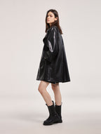 Double-Breasted Faux Leather Coat