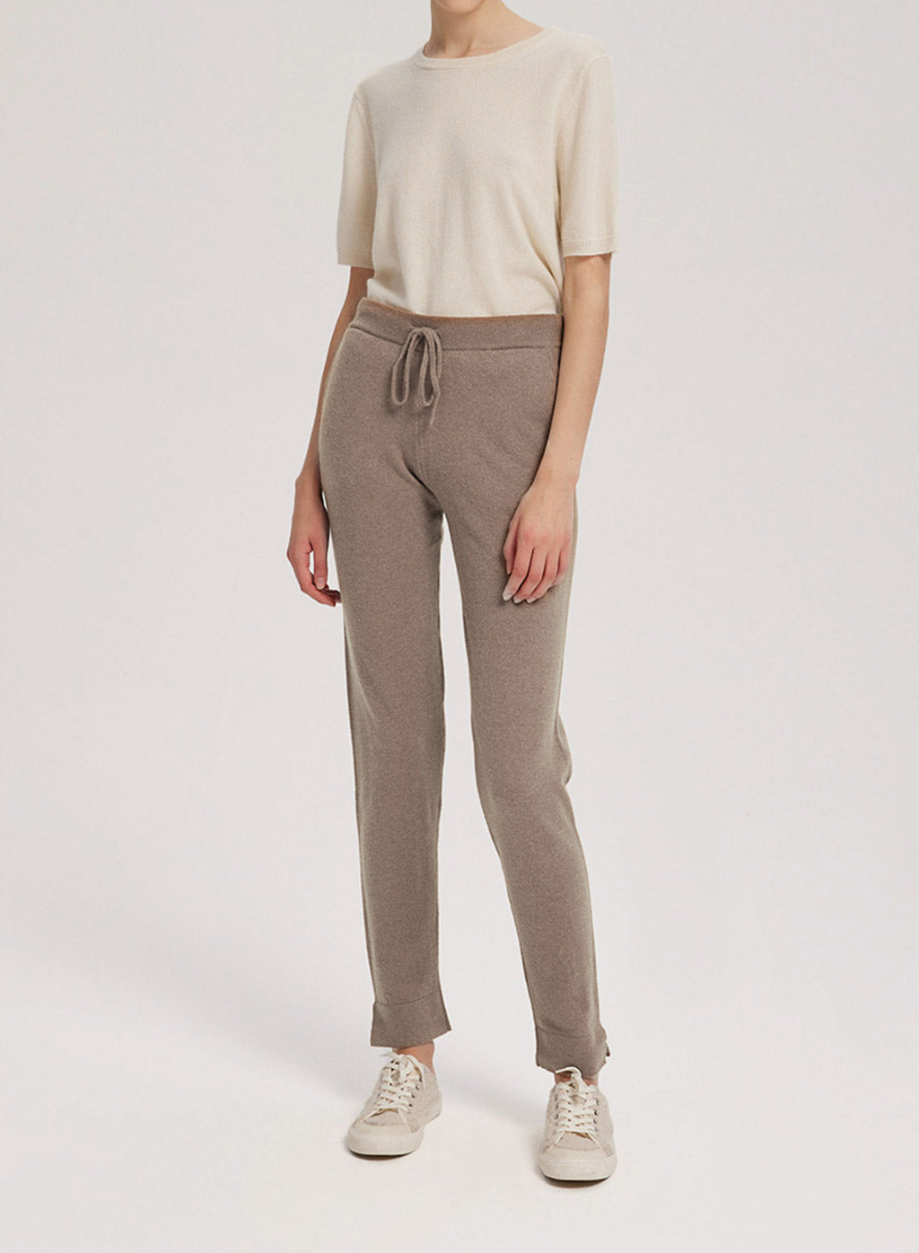 Drawstring Waist Cashmere-Wool Jogger