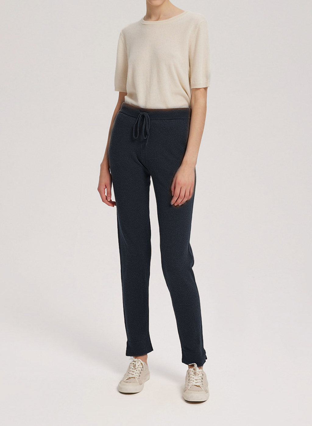 Drawstring Waist Cashmere-Wool Jogger