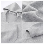 Grey V-neck hooded sweatshirt for women - loose and slim casual pullover