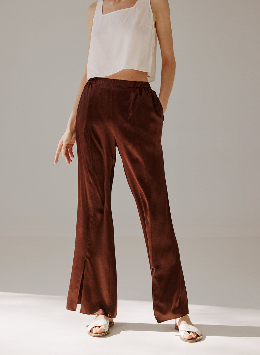 Front Slit Silk Pants