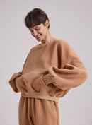 Fuzzy Puff-Sleeve Sweatshirt