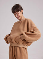 Fuzzy Puff-Sleeve Sweatshirt