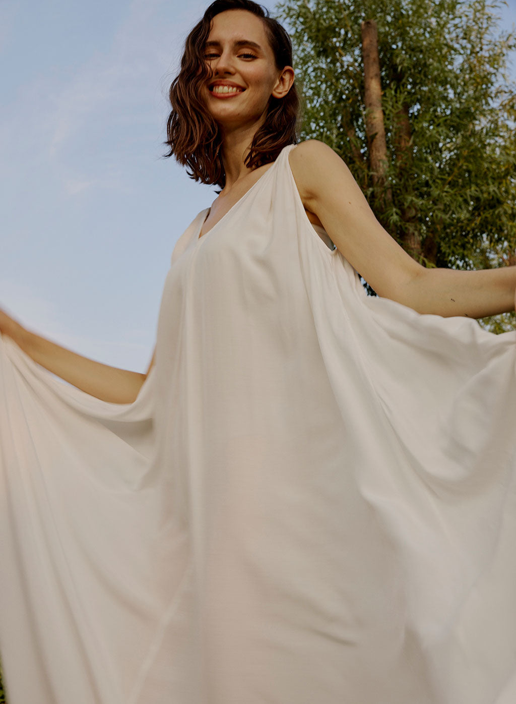 NAP Greek Open Back Silky Maxi Dress