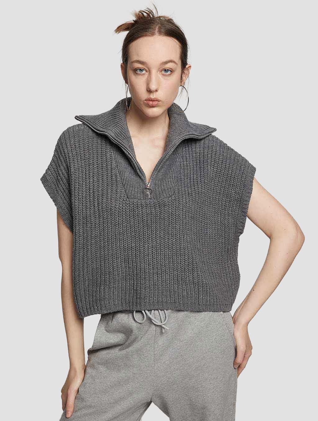 Half Batwing-sleeved Sweater