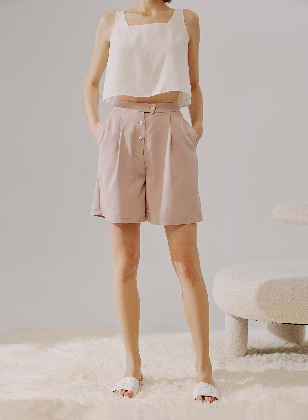 High Waist Gathered Shorts