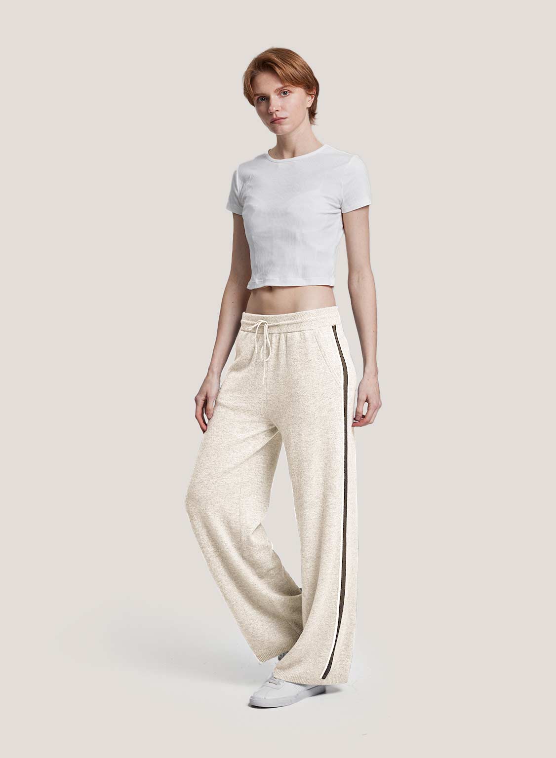 Pure Merino Wool Racer Stripe Track Pants