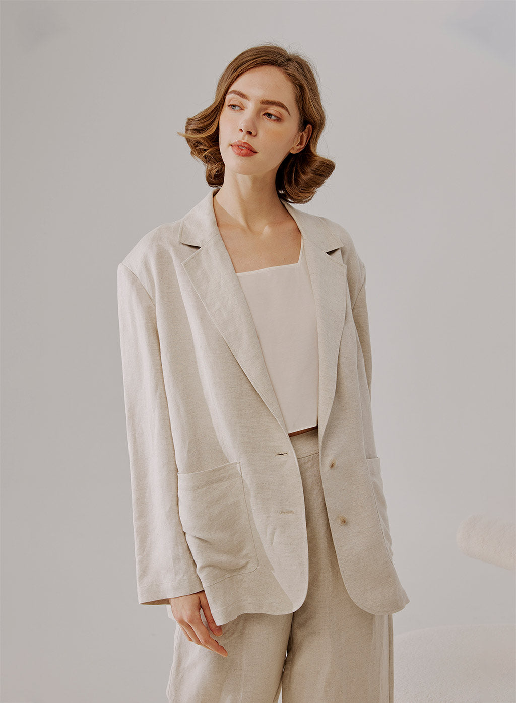 Linen Button-Up Blazer