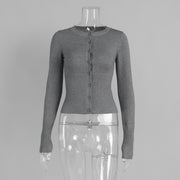 Knitted long-sleeved cardigan