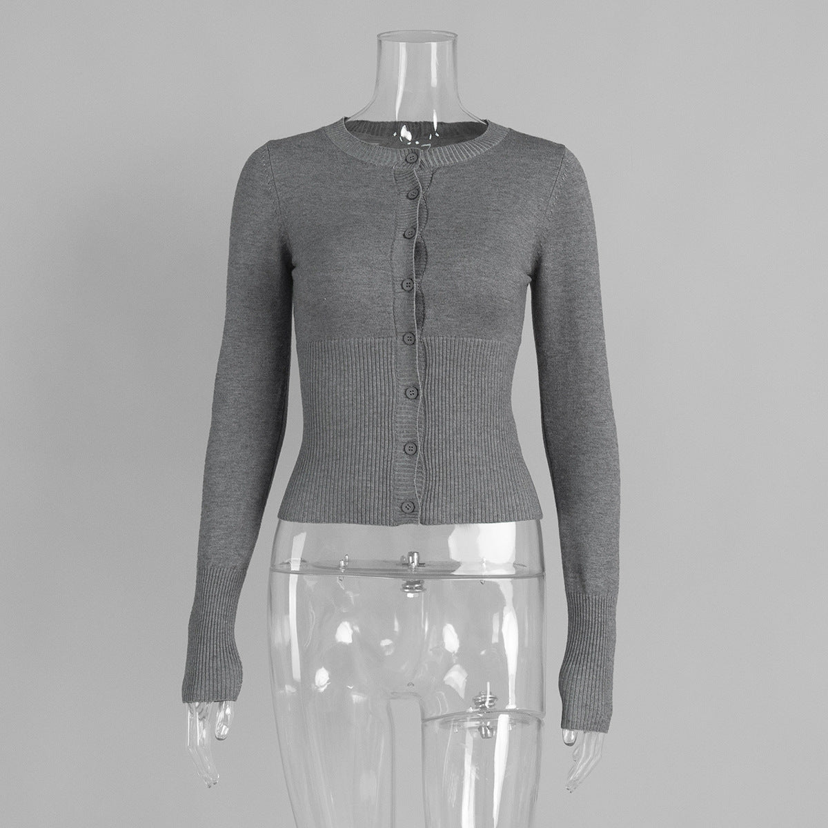 Knitted long-sleeved cardigan