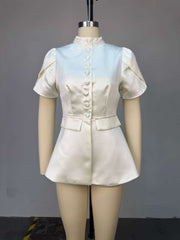 Stand up collar single-breasted shirt