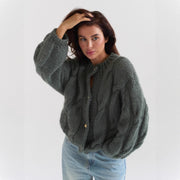 Solid gold buttoned sweater cardigan