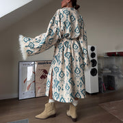Ostrich feather print bathrobe jacket