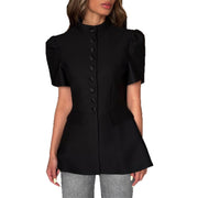 Stand up collar single-breasted shirt