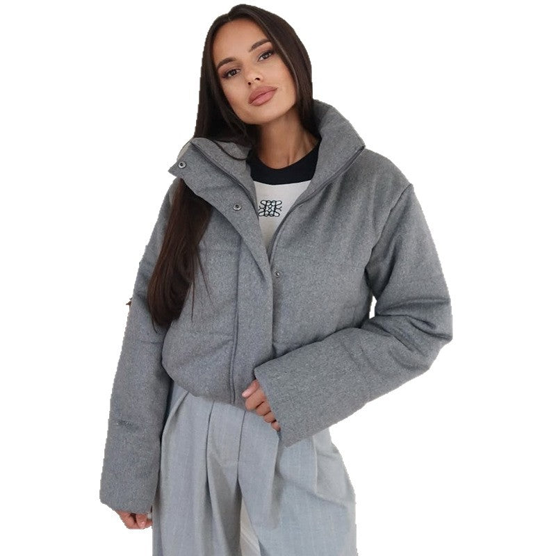 Stand up collar long-sleeved cotton clothes