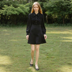 Solid color fungus edge slim dress