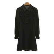 Solid color fungus edge slim dress