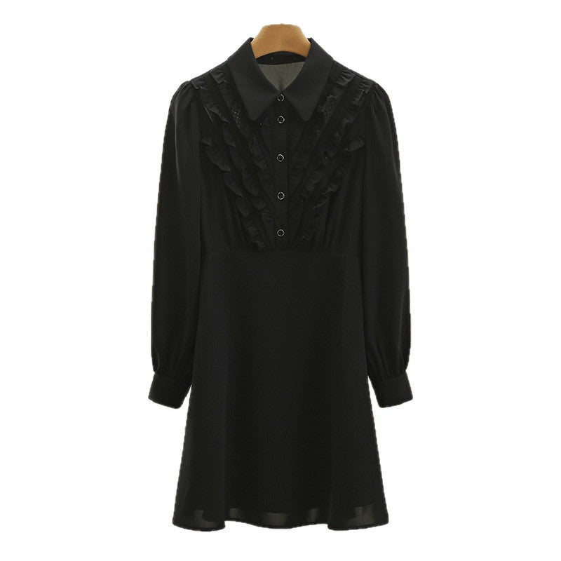 Solid color fungus edge slim dress