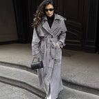 Loose woolen medium and long trench coat