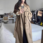 Khaki trench coat medium and long trench coat