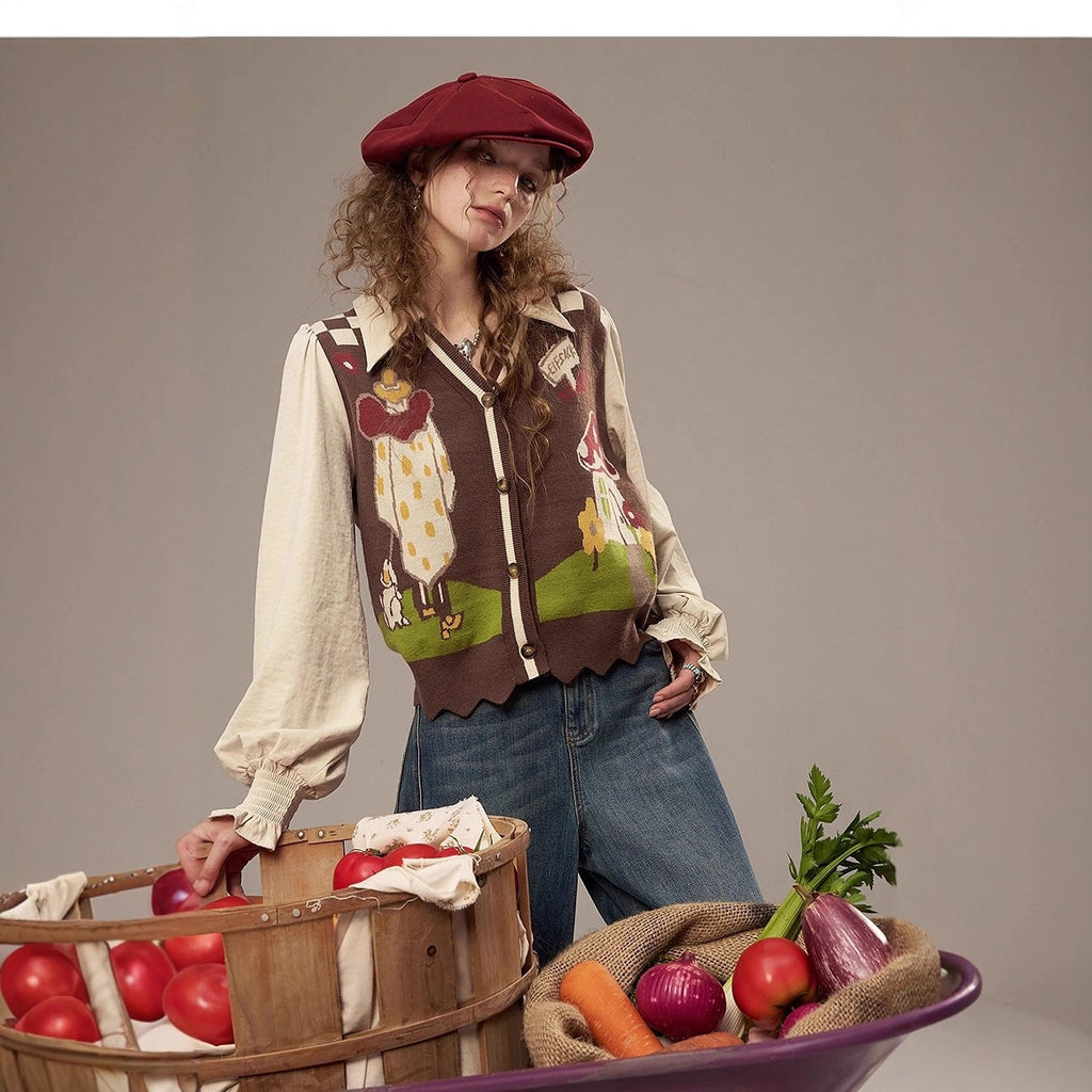 Splicing knitted sweater