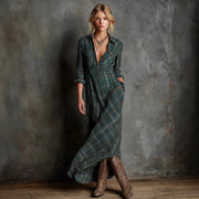 Long Sleeve Plaid Shirt Skirt