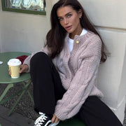 Solid gold buttoned sweater cardigan