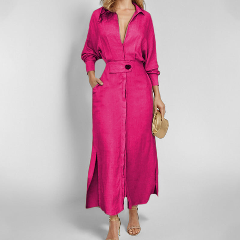 irregular shirt dress CUPSHE Women's Dolman Sleeve Irregular Hem Shirt Dress Button Down Lapel Maxi Dresses with Tie UP White