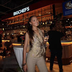 Printed sleeveless lace up top & wide-leg pants set