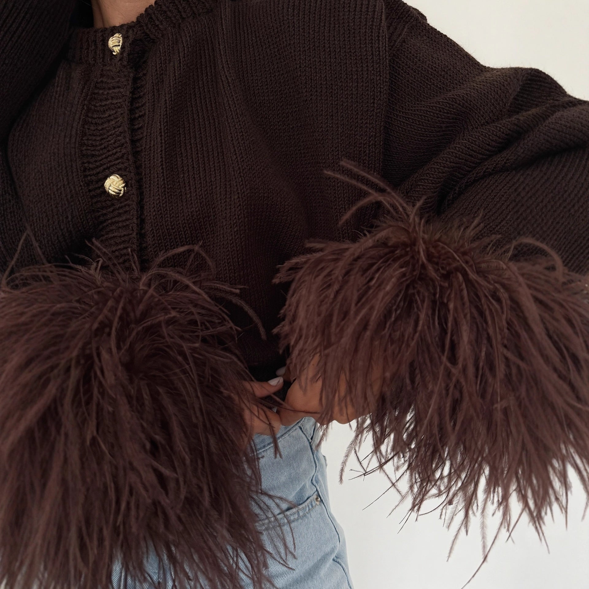 Splicing cardigan sweater