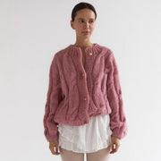 Solid gold buttoned sweater cardigan