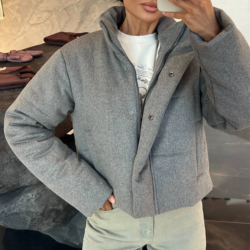 Stand up collar long-sleeved cotton clothes