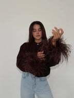 Solid color knitted cardigan sweater