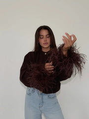 Solid color knitted cardigan sweater