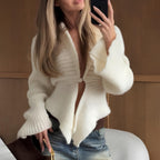 Solid color irregular knitted sweater