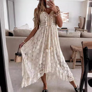 Lace suspender pendulum solid color dress