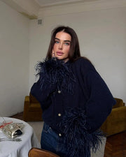 Solid color knitted cardigan sweater