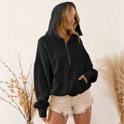 Hoodie Zipper Drawstring Long Sleeve Top