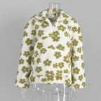 Fashion sweater warm fleece flower woman