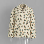 Fashion sweater warm fleece flower woman