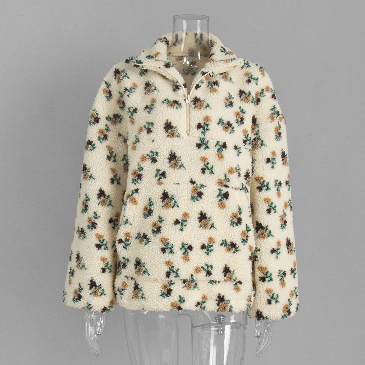 Fashion sweater warm fleece flower woman